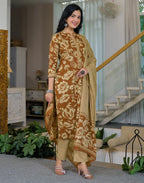 Viscose Rayon Printed Straight 3 Piece Kurta Set