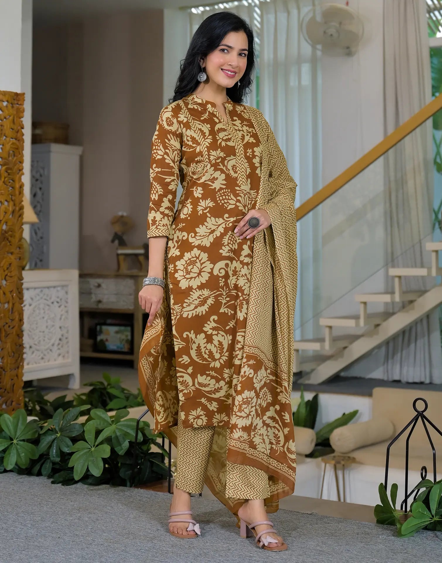 Viscose Rayon Printed Straight 3 Piece Kurta Set