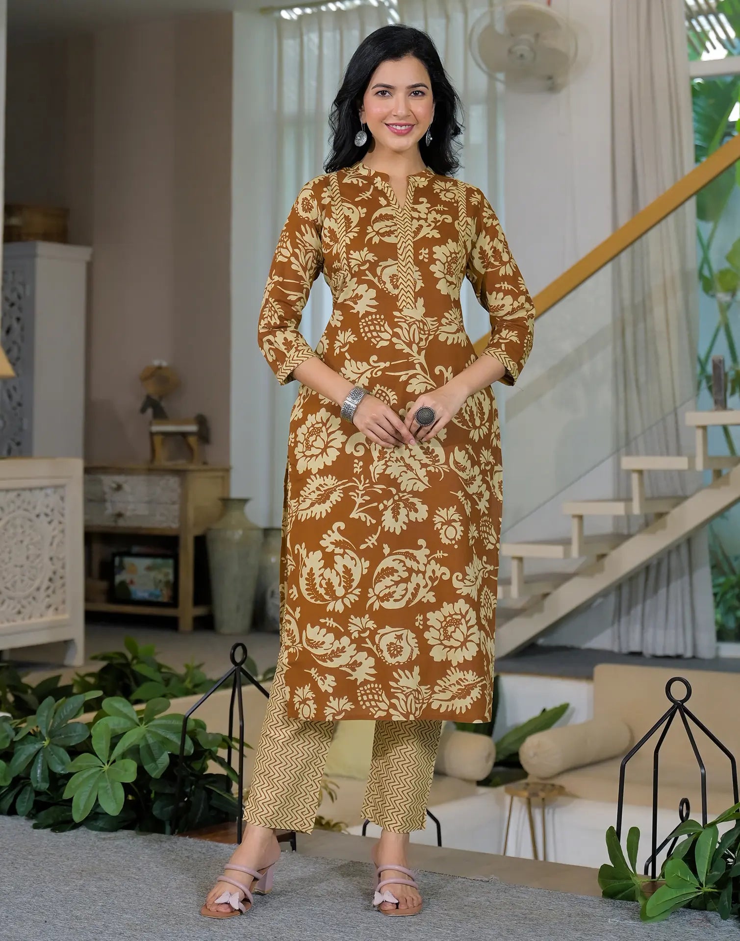 Viscose Rayon Printed Straight 3 Piece Kurta Set