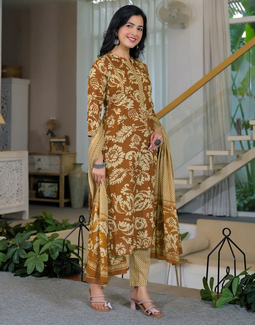 Viscose Rayon Printed Straight 3 Piece Kurta Set