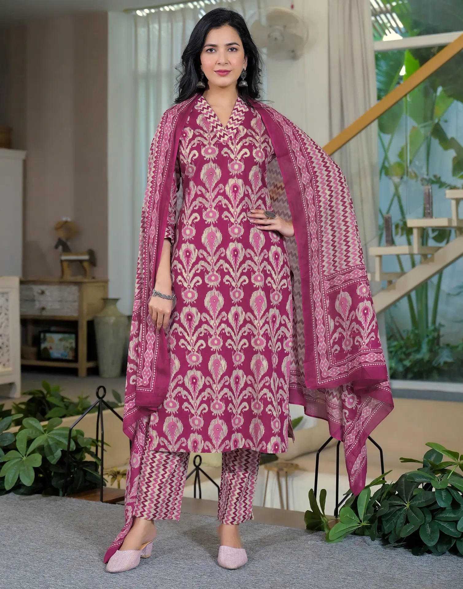 Viscose Rayon Floral Print Straight 3 Piece Kurta Set