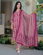 Viscose Rayon Floral Print Straight 3 Piece Kurta Set