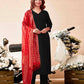 Affordable Black Rayon Dyed Kurta Set with dupatta 