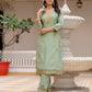 Skylee Light Green Silk Embroidered Straight Kurta Set for Women