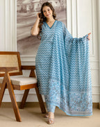 Viscose Rayon Floral Print Straight 3 Piece Kurta Set