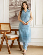 Viscose Rayon Floral Print Straight 3 Piece Kurta Set