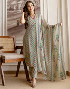Viscose Rayon Floral Print Straight 3 Piece Kurta Set