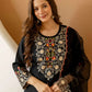 Black Silk Embroidered Straight Kurta Set with Pant & Dupatta under 1299 