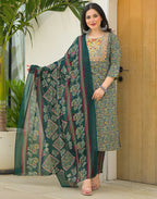 Viscose Rayon Embroidered Straight 3 Piece Kurta Set
