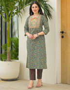 Viscose Rayon Embroidered Straight 3 Piece Kurta Set