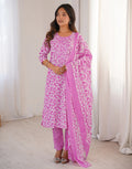 Cotton Embroidered Straight 3-Piece Kurta Set with Dupatta