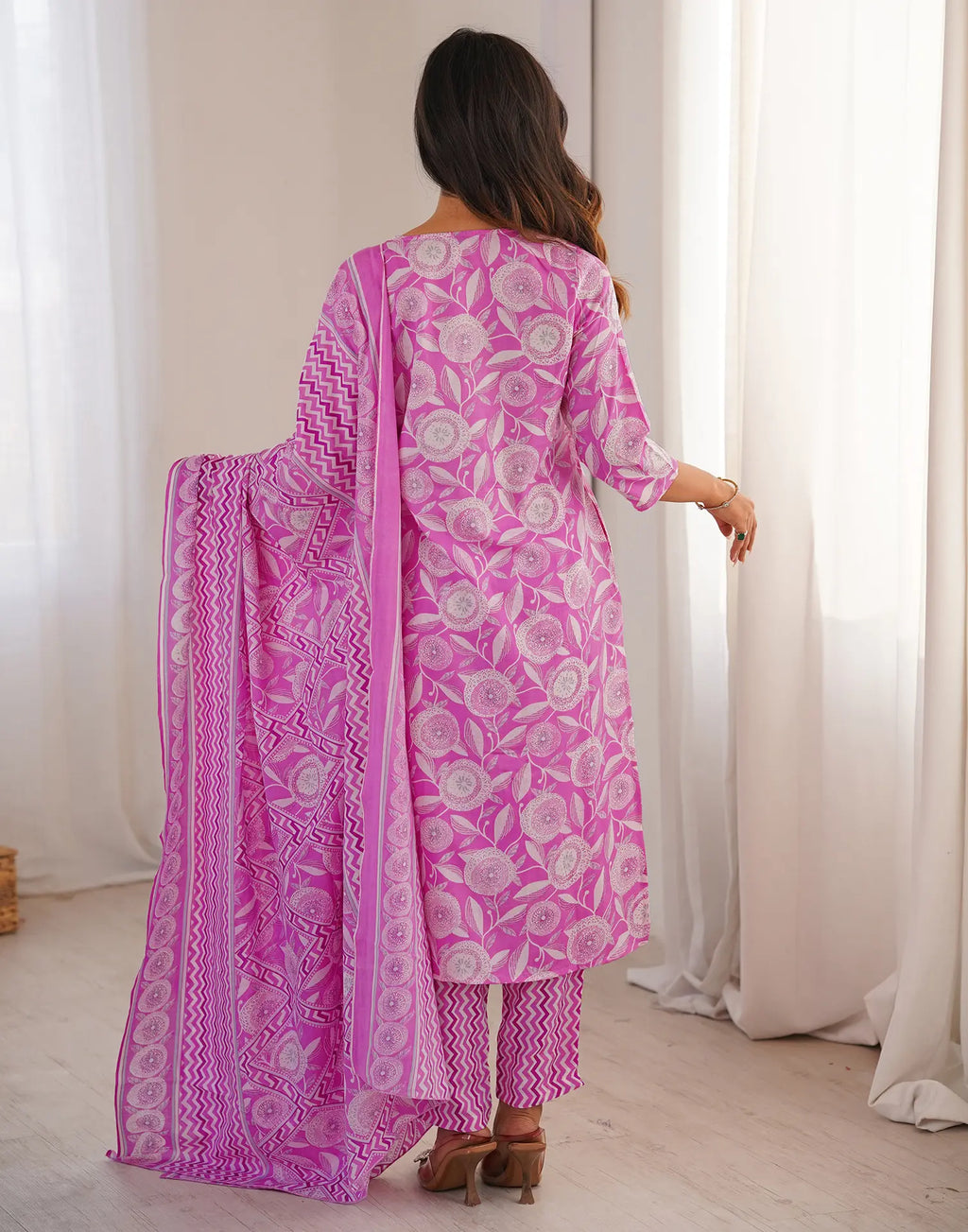 Skylee Cotton Embroidered Straight 3 Piece Kurta Set For Woman