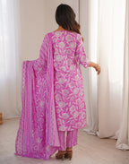 Skylee Cotton Embroidered Straight 3 Piece Kurta Set For Woman