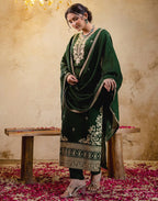 Silk Embroidered Straight 3 Piece Kurta Set