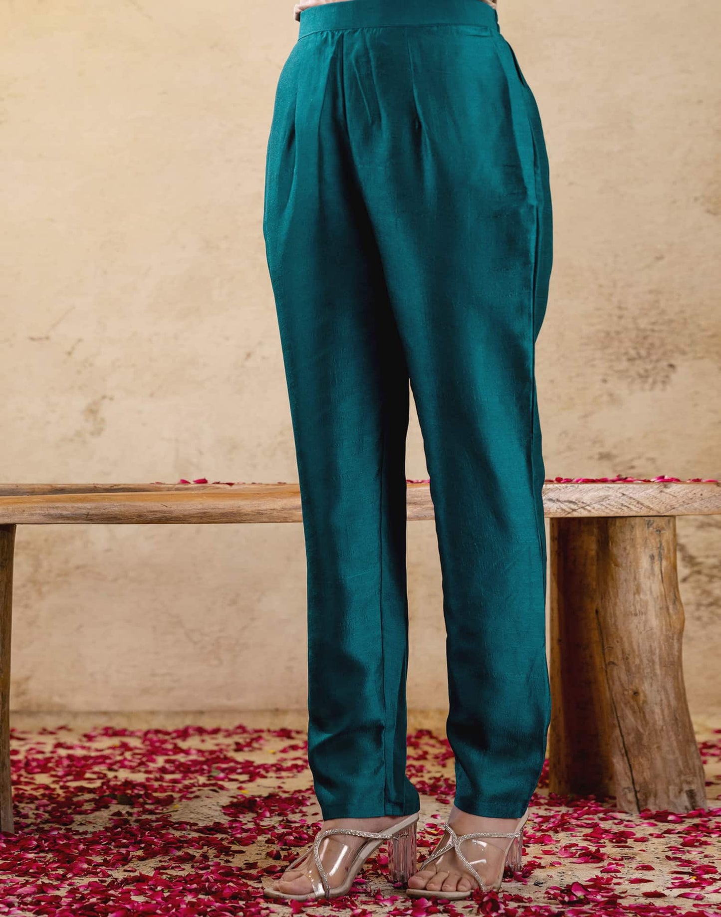 Silk Embroidered Straight Kurta with Pant & Dupatta