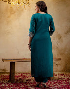 Silk Embroidered Straight 3 Piece Kurta Set