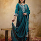 Silk Embroidered Straight Kurta with Pant & Dupatta