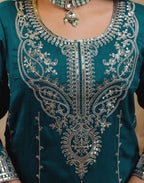 Silk Embroidered Straight 3 Piece Kurta Set