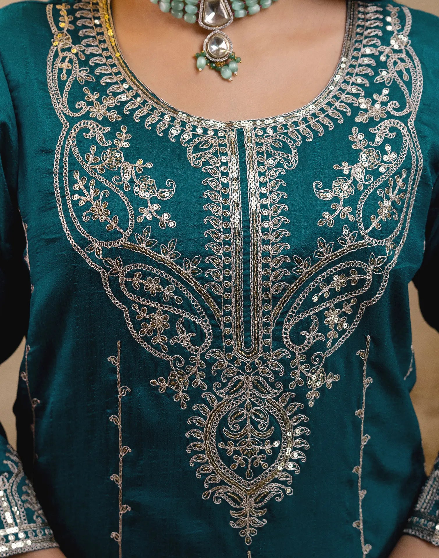 Silk Embroidered Straight 3 Piece Kurta Set