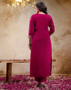 Silk Embroidered Straight 3 Piece Kurta Set
