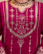 Silk Embroidered Straight 3 Piece Kurta Set