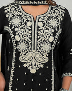 Skylee Rayon Embroidered Straight 3 Piece Kurta Set For Woman