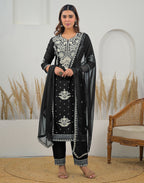 Skylee Rayon Embroidered Straight 3 Piece Kurta Set For Woman