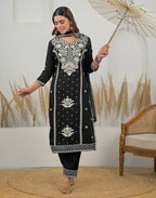 Skylee Rayon Embroidered Straight 3 Piece Kurta Set For Woman