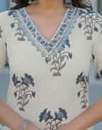 Skylee Cotton Printed Straight 3 Piece Kurta Set For Woman
