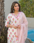 Skylee Cotton Printed Straight 3 Piece Kurta Set For Woman