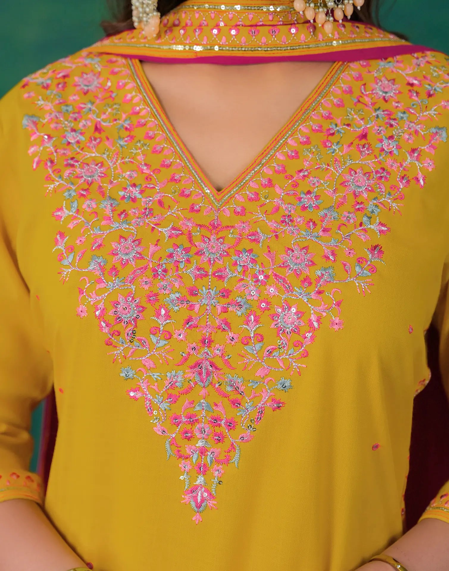 Skylee Rayon Sequins Work Straight 3 Piece Kurta Set For Woman