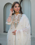 Skylee Cotton Embroidered Straight 3 Piece Kurta Set For Woman