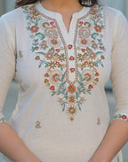 Skylee Cotton Embroidered Straight 3 Piece Kurta Set For Woman