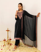 Skylee Rayon Embroidered Straight 3 Piece Kurta Set For Woman