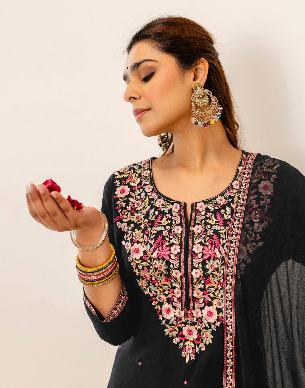 Skylee Rayon Embroidered Straight 3 Piece Kurta Set For Woman