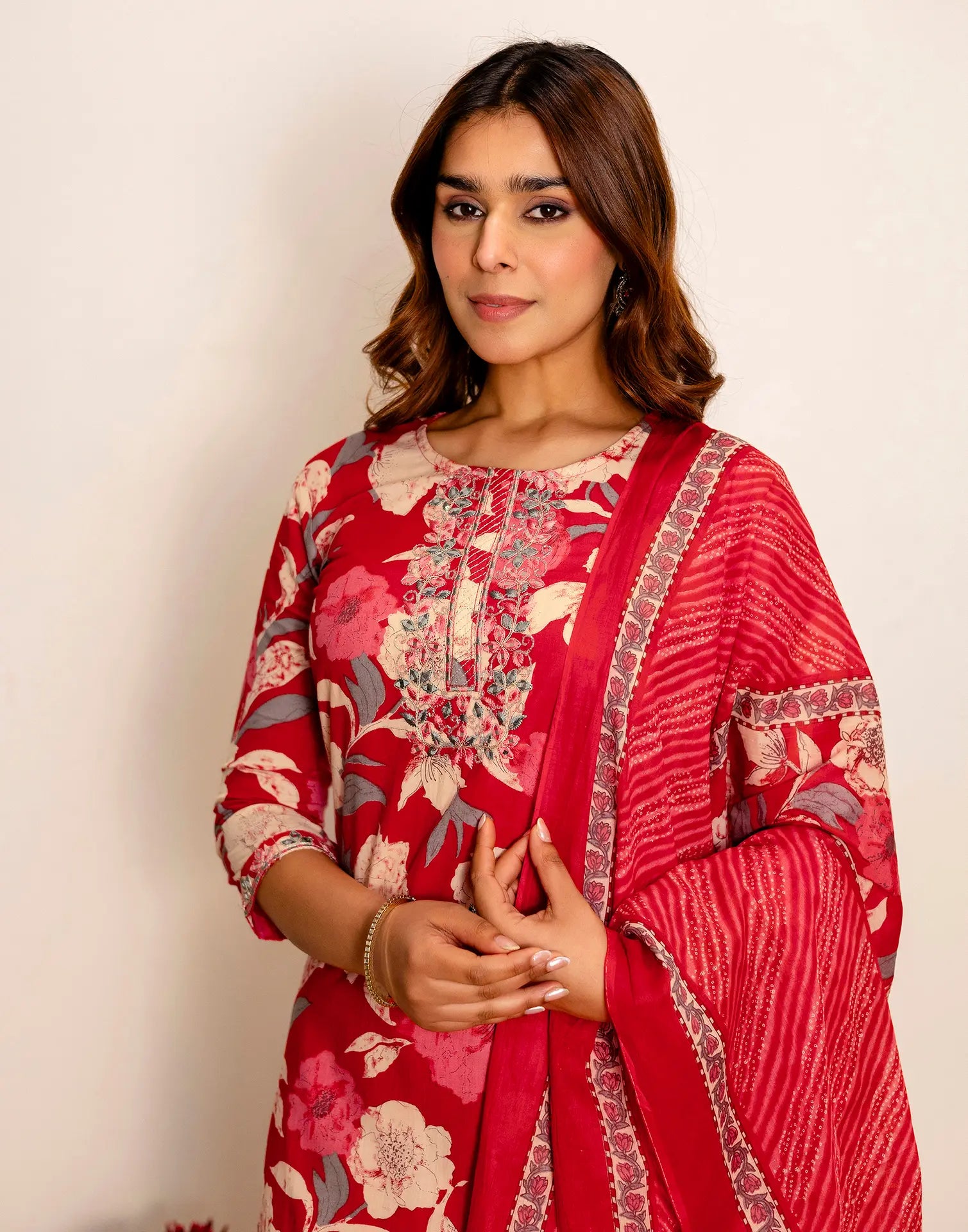 Skylee Cotton Printed Straight 3 Piece Kurta Set For Woman