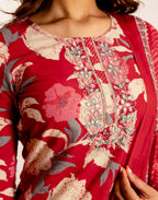 Skylee Cotton Printed Straight 3 Piece Kurta Set For Woman