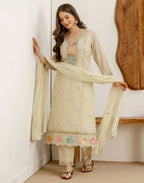 Georgette Embroidered Straight 3 Piece Kurta Set