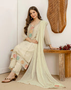 Georgette Embroidered Straight 3 Piece Kurta Set