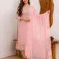 Georgette Embroidered Straight Kurta with Pant & Dupatta