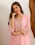 Georgette Embroidered Straight 3 Piece Kurta Set