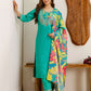 Silk Embroidered Straight Kurta with Pant & Dupatta