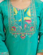 Shimmer Silk Blend Embroidered Straight 3 Piece Kurta Set