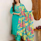 Silk Embroidered Straight Kurta with Pant & Dupatta