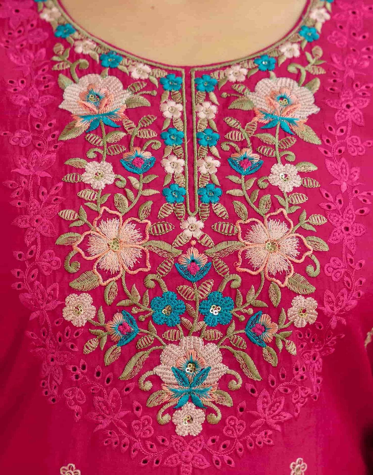 Silk Embroidered Straight Kurta with Pant & Dupatta