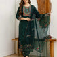 Silk Embroidered Straight Kurta with Pant & Dupatta