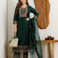 Silk Embroidered Straight Kurta with Pant & Dupatta