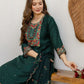 Silk Embroidered Straight Kurta with Pant & Dupatta