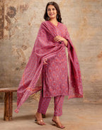 Viscose Rayon Floral Print Straight 3 Piece Kurta Set