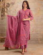 Viscose Rayon Floral Print Straight 3 Piece Kurta Set